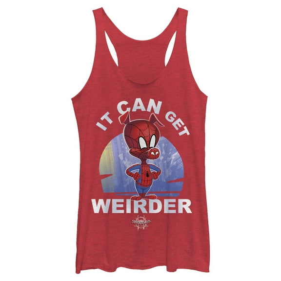 Women's Marvel Spider-Man: Into the Spider-Verse Spider-Ham Weirder Racerback Tank Top Red Heather 2X Large