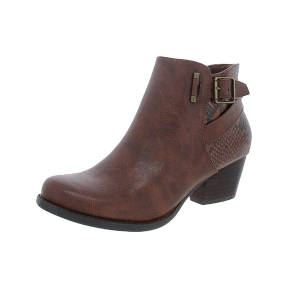 Baretraps Womens Reggie Side Buckle Almond Toe Ankle Boots Brown 8 Medium (B,M)