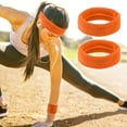 thumbnail image 5 of Unique Bargains 3 pcs Sports Headband Wristband Cotton Blend Sweat Absorbing Head Band Orange for Women, 5 of 6