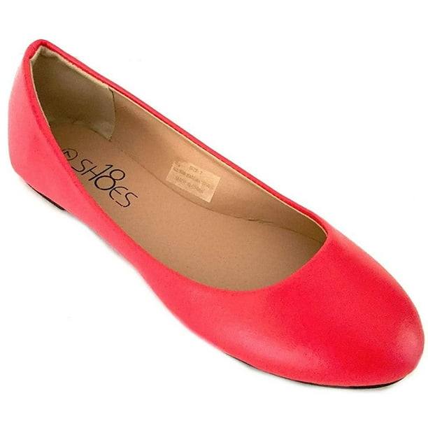Womens Ballerina Ballet Flat Shoes Solids & Leopards 7, Red Pu 8600 ...