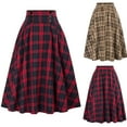 thumbnail image 2 of Tejiojio Clearance Vintage Renaissance Outfits Women Plaid Printing With Buttons High Waist Pleated Skirt, 2 of 5