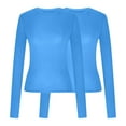 thumbnail image 4 of miqiqism 2 PCS Underscrubs for Women Long Sleeve Basic Tshirt Comfort Tee Slim Tight Crop Blouse Rib Knit Crewneck Undershirt Y2K Crewneck Pullover Tops,Y#02_Blue,X-Small, 4 of 4