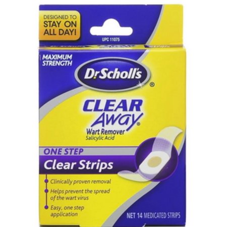Dr. Scholl's Clear Away Wart Remover, One Step, Clear Strips 14 Each (Pack of