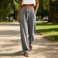 thumbnail image 6 of Women's Wide Leg Sweatpants Trendy Drawstring Baggy High Waisted Casual Trousers Jogger Sweat Pants with Pockets Gray 2XL, 6 of 6