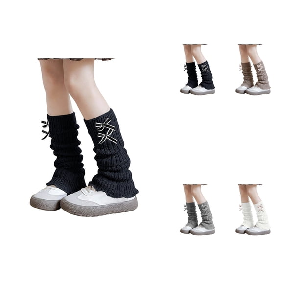 Elegant Lace Bowknot Leg Warmers for Girls, Soft Knitted Cream Socks with Ruffle Trim, 80s Y2K Style Ankle Warmers, Cozy Sleeves for Toddlers & Kids