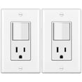 thumbnail image 1 of [2 Pack] BESTTEN Combination Wall Light Switch and Decor Receptacle, Single Pole Paddle Rocker Swit, 1 of 7