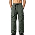 thumbnail image 3 of Men's Loose Straight Leg Casual Hiking Pants, Cargo Trousers, Full Length, Elastic Waist With Pockets, Lightweight, Quick Dry, Polyester, Outdoor Camping, Travel, Daily Wear, 3 of 9