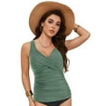 thumbnail image 5 of Zhden Womens Tankini Tops Underwire Tankini Top Sexy V Neck Swim Top Only Twist Front Tummy Control Swimwear Top（Light Green,XL）, 5 of 9