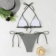 thumbnail image 5 of JoveMarine Women's Sexy String Bikini Set Three-Piece Beach Swimsuit with Micro Bottom & Cover Up for Summer Vacation and Pool Party Army Green L, 5 of 9