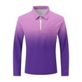 thumbnail image 5 of ZCFZJW Athletic Golf Shirts for Men Casual Tid Dye Gradient Color Print Long Sleeve 1/4 Zip up Pullover Sweatshirts Loose Regular Fit Comfy Workout T-Shirts Tops with Pocket Purple S, 5 of 5