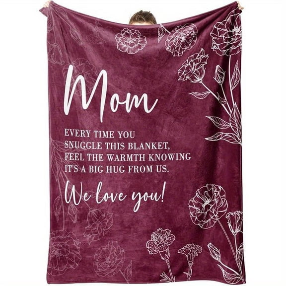 Gifts for Mom Blanket, Mom Birthday Gifts, Gifts for Mom from Daughter Son, Mom Gifts for Mother's Day, Christmas, Super Soft Flannel Throw Blanket for Mom, Burgundy