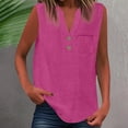 thumbnail image 2 of Womens Shirts Fashionfor Wear Sleeveless Button Up Versatile Solid Color For Jeans Womens Clothes,RD2,4XL, 2 of 5