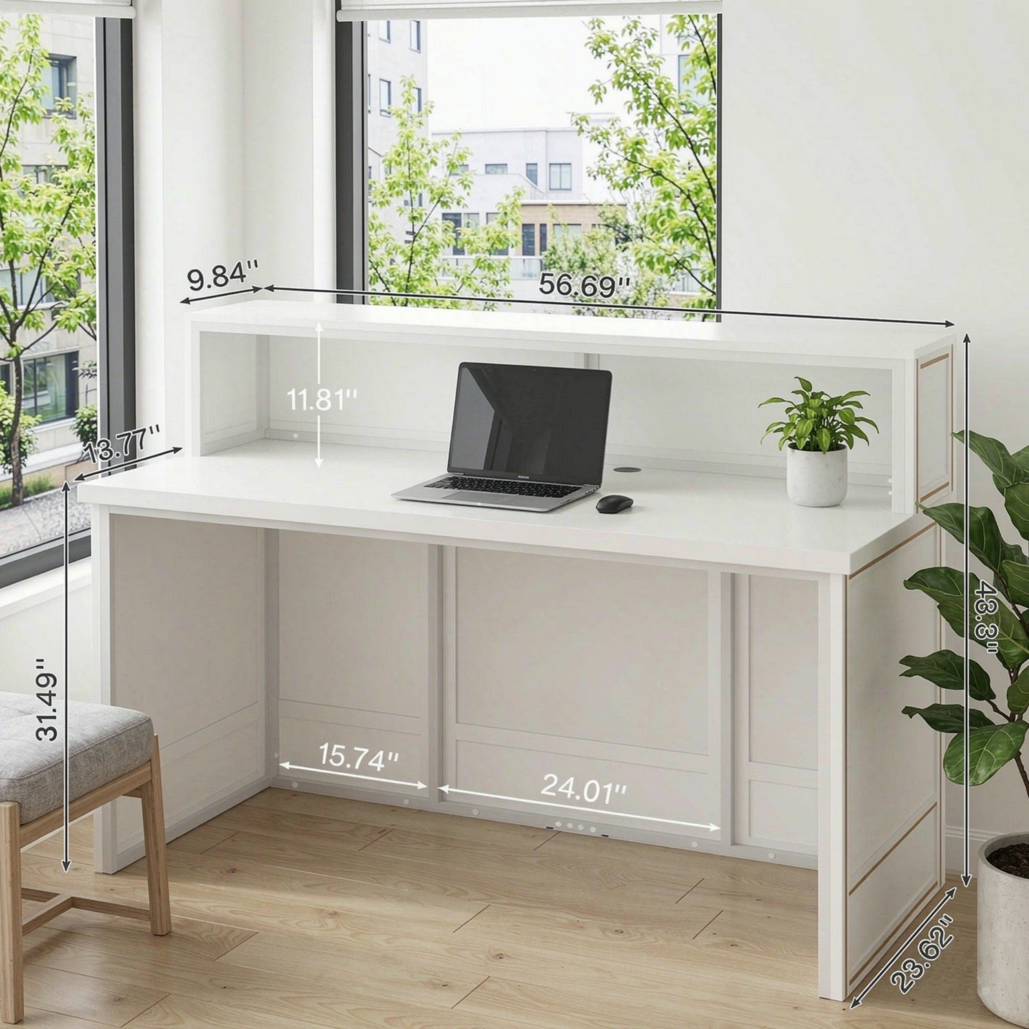 57" Reception Desk with Counter