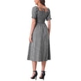 thumbnail image 3 of INSPIRE CHIC Women's Midi Dress Puff Short Sleeves Smocked Checks Gingham Dresses XL Black, 3 of 6