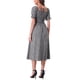 thumbnail image 3 of INSPIRE CHIC Vestido Midi para Mujer con Mangas Cortas Abullonadas, Estampado de Cuadros Gingham, Negro, Talla L, 3 of 6