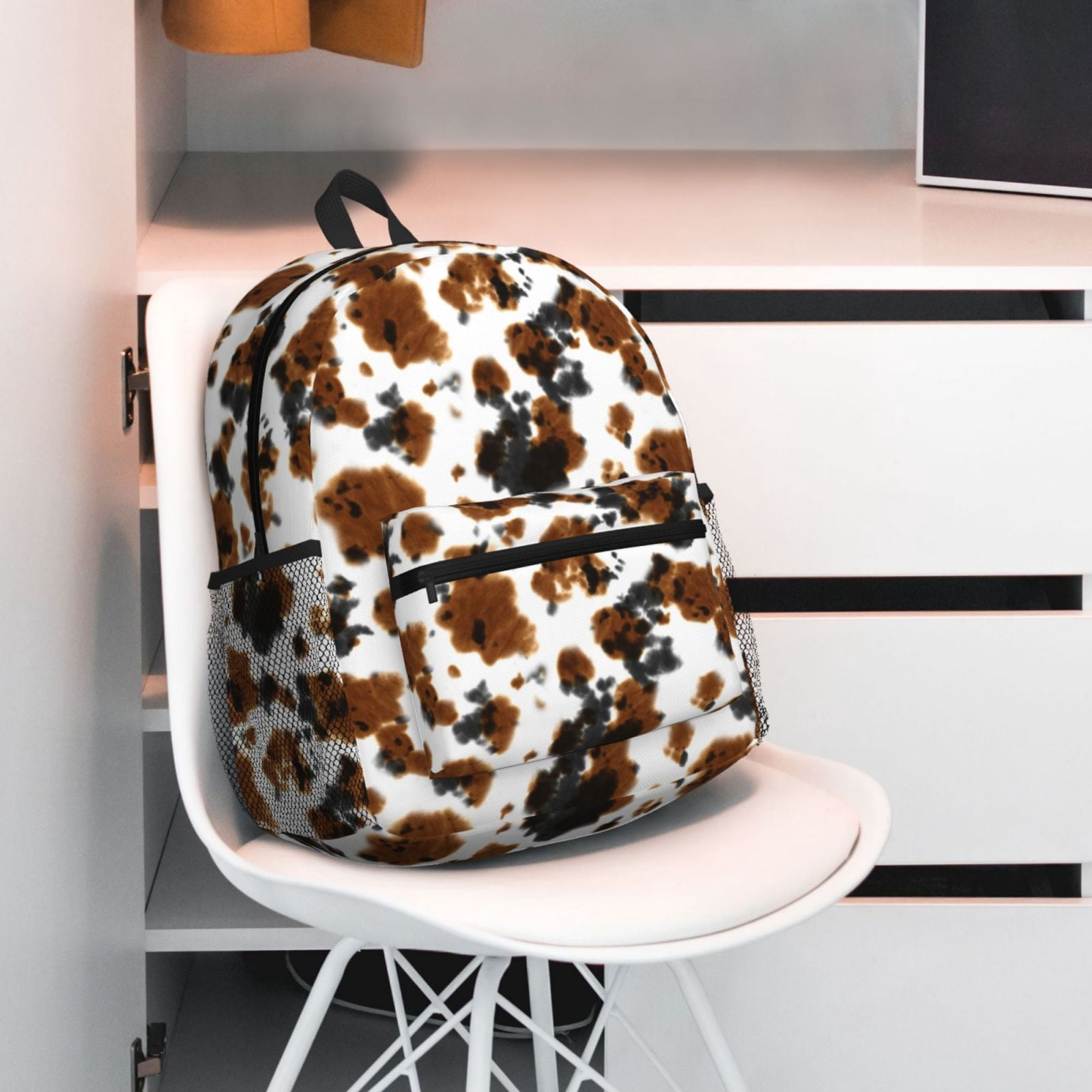 Horeoi Cow Tie Dye Print Casual Backpack for School Work Travel Hiking with Laptop Compartment and Side Pockets Lightweight Design