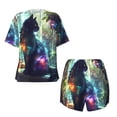 thumbnail image 5 of Picia Cosmic Cat In Window Pajamas Sets for Women Soft Short-Sleeved Pjs with Lounge Shorts Two Piece Sleepwear-X-Large, 5 of 9