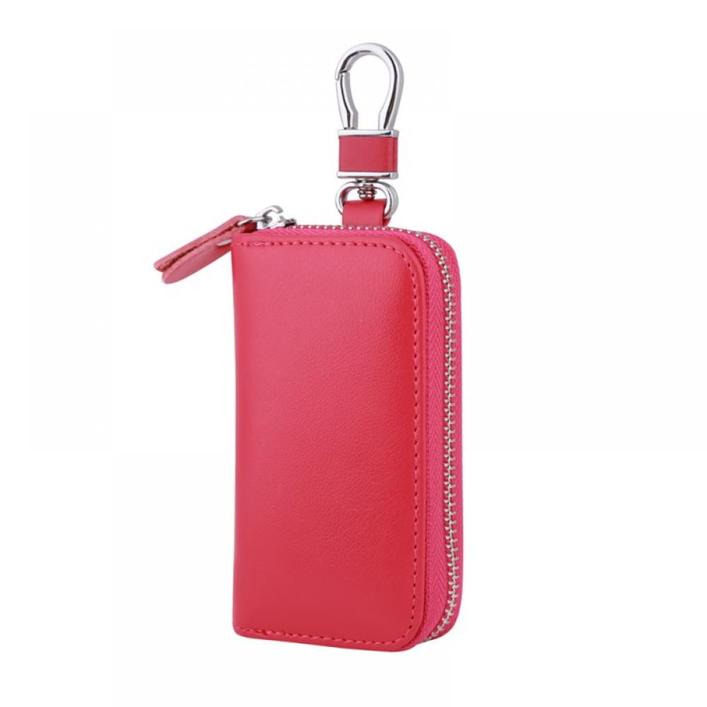 Genuine Leather Key Holder Bag with 2 Card Slot & 6 Hooks & 1 Access Card,Key Case Car Key Holder Wallet for Men Women