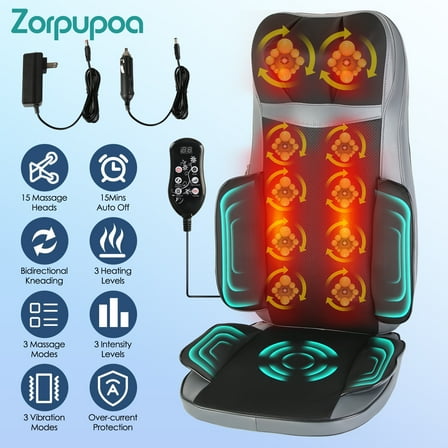 Zorpupoa 1Set Neck Back Massager with Heat Full Body 3D  Shiatsu Kneading Massage Chair Pad Multifunctional Massage Cushion for Home Car Driver Seat