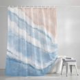 thumbnail image 4 of Blue Beach Waves Shower Curtain, 48" x 72", Nautical Coastal Abstract Gradient Ocean Wave Waterproof Bathroom Curtain Washable Shower Curtain Set with 12 Hooks, 4 of 8