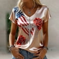 thumbnail image 2 of MEICHEN Women's V Neck Butterfly & Rose Print T Shirt Patriotic Glitter Graphic Casual Top, 2 of 4