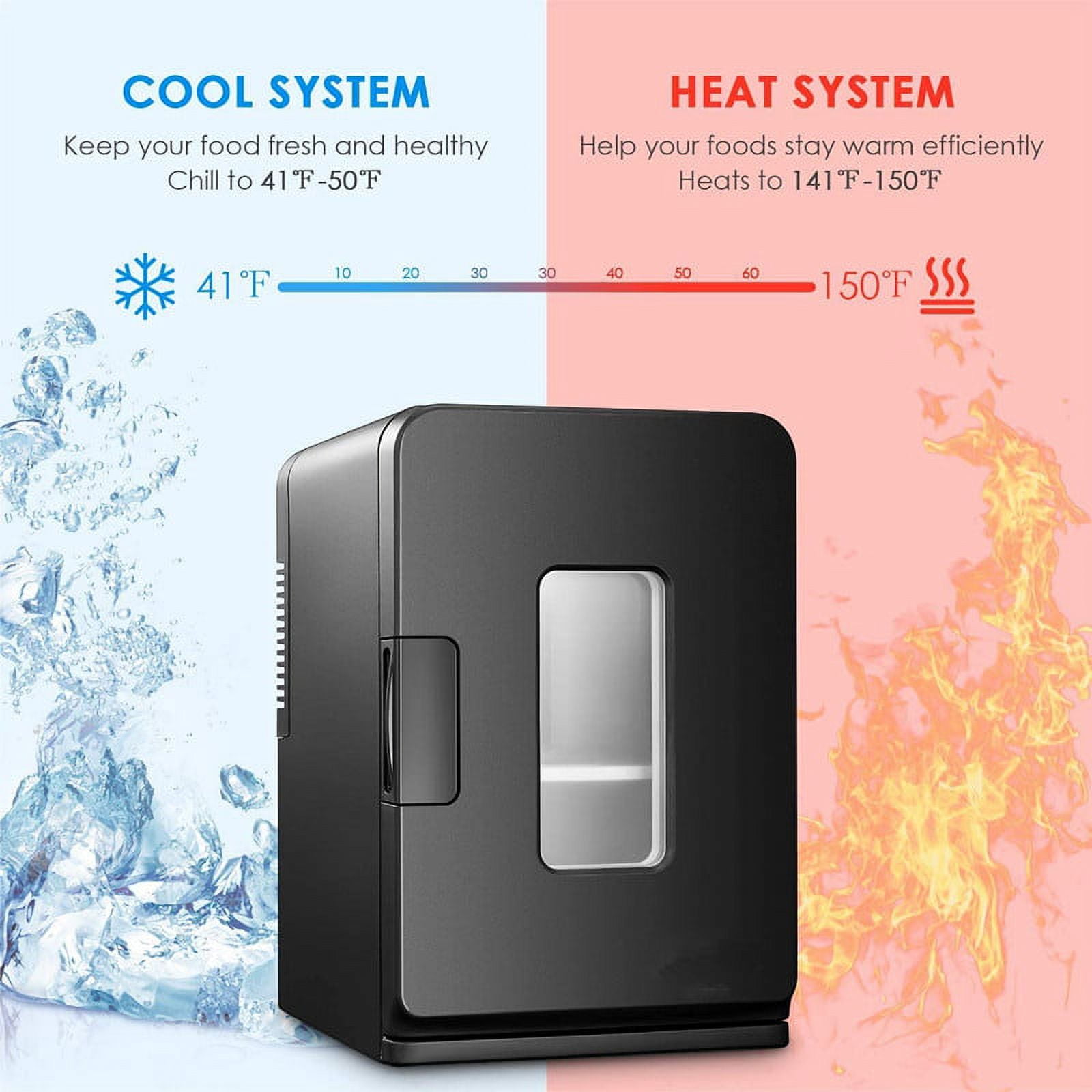 NORTHCLAN Mini Fridge for Bedroom, 15 L/21 Can Personal Refrigerator, Portable Cooler &Warmer, Beverage & Skincare, 110V/12V, Black, Width 11.8", New