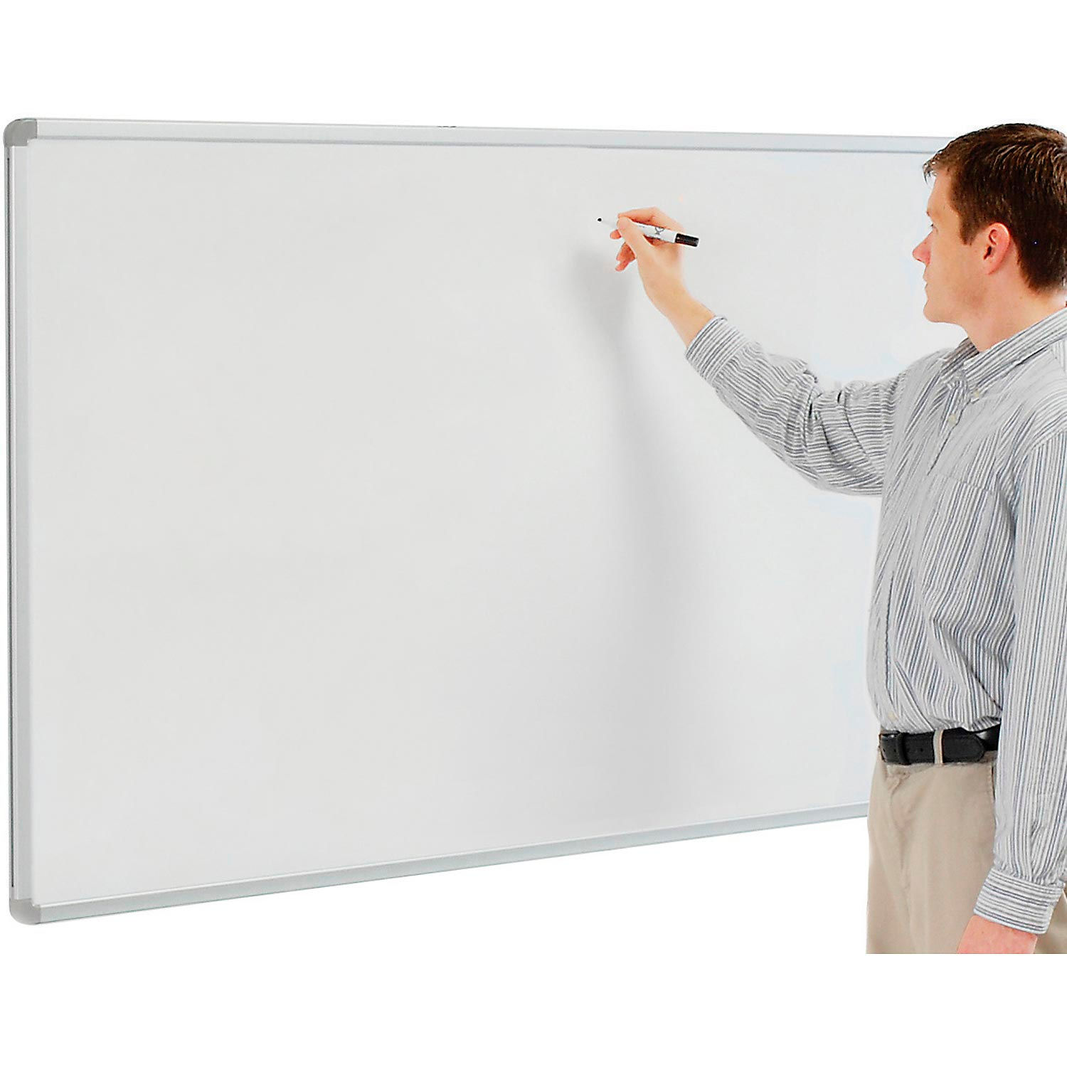 96"W x 48"H Magnetic Whiteboard, Steel Surface with Aluminum Frame, 2/Pk