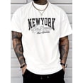 thumbnail image 1 of ' New York' Creative Print Men's Casual T-Shirt, Summer Fashion Crew Neck Short Sleeve Top, Modern Streetwear Style For Men, 1 of 5