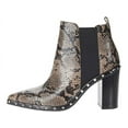 thumbnail image 2 of Charles David Duke Dark Taupe Snake Block Heel Embellished Chelsea Ankle Booties (Dark Taupe, 8), 2 of 8