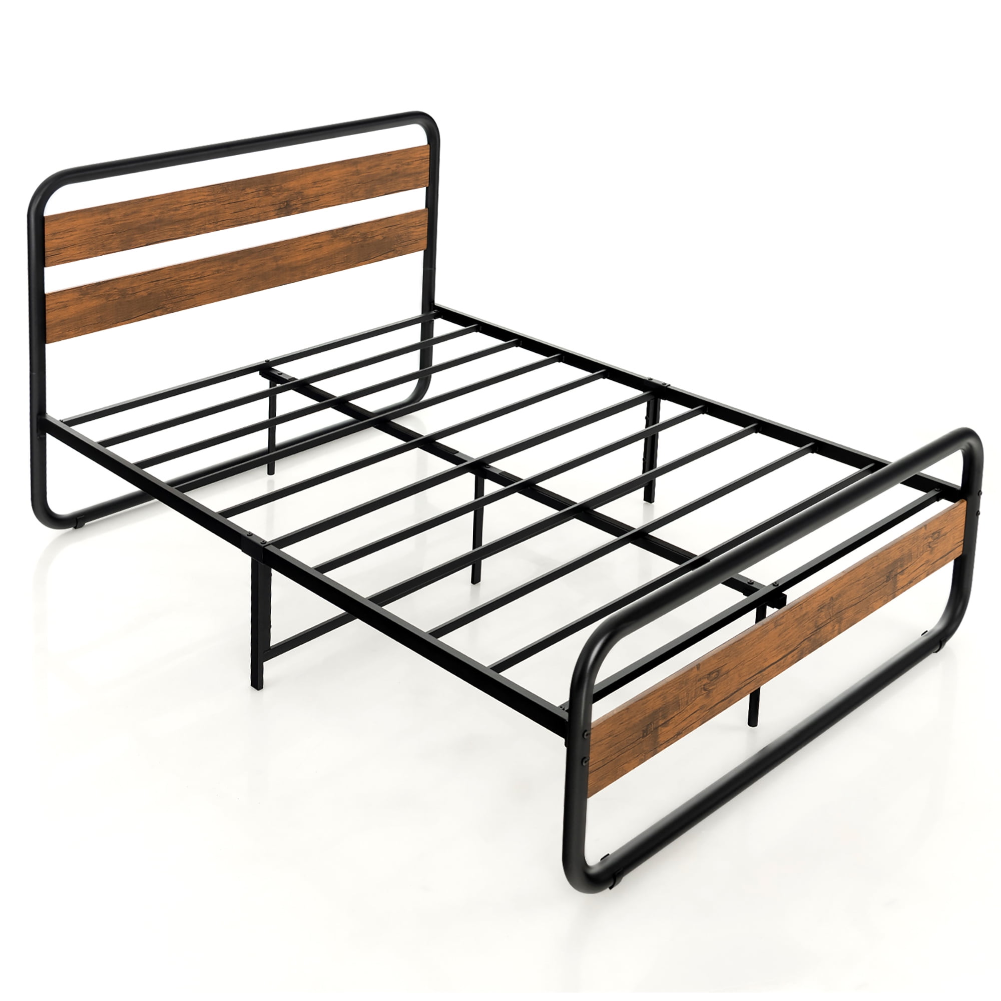 Costway Full Metal Bed Frame Arc Platform Headboard Footboard Mattress
