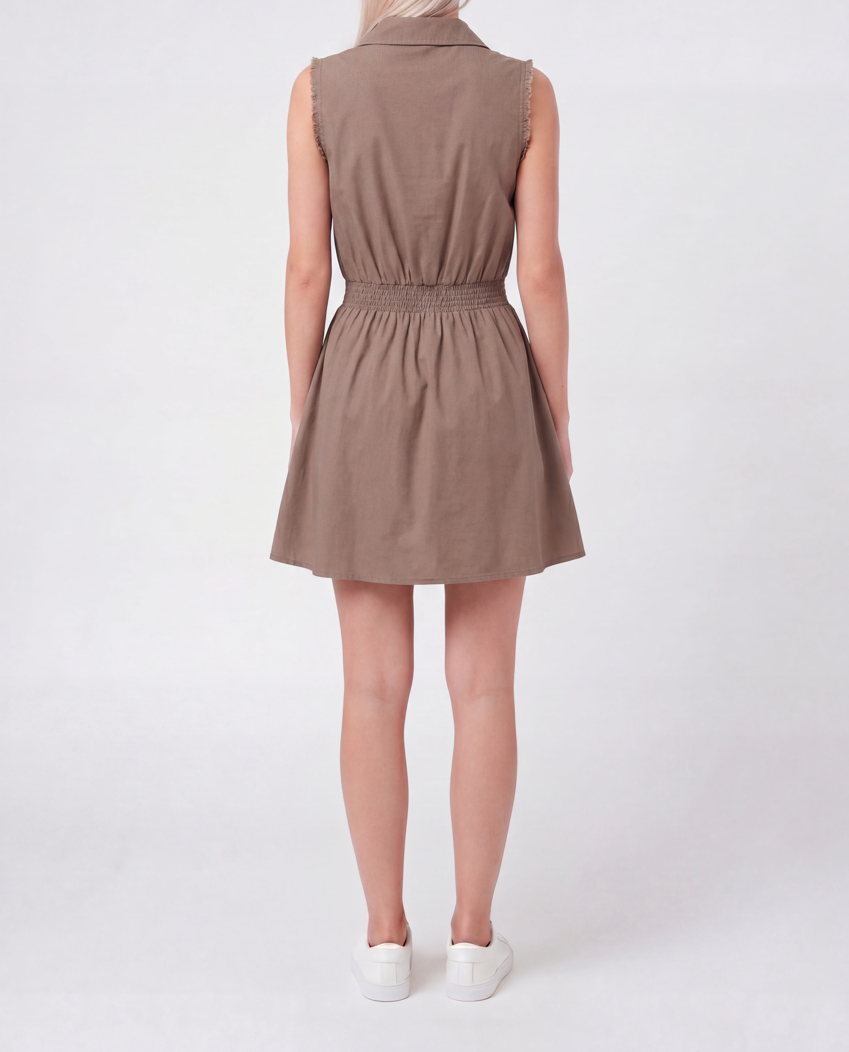 PR Seelveless 2pkt shirt dress with self belt