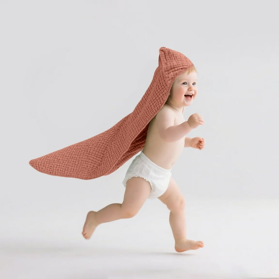 Muslin Hooded ba-by Bath Towels - 2 Pack 100% Cotton Towel for Babies, Inf-ants, To-ddlers - 35x35Inch - Highly Absorbent and Ne-wborn Essential,
