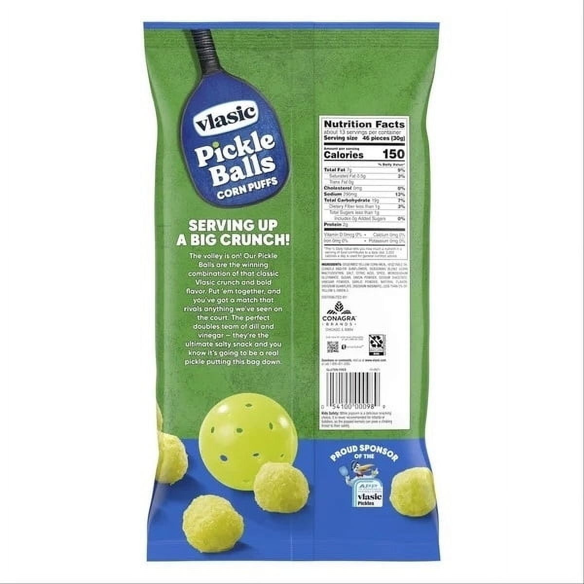 Vlasic Pickle Balls, Dill Pickle Flavored Corn Puffs, 14 oz.