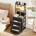 thumbnail image 6 of GUNAITO Nightstand with Charging Station & LED Light, 4 Fabric Drawers & 3 Shelves Bedside Table, Modern End Table for Bedroom,Deke Black, 6 of 8