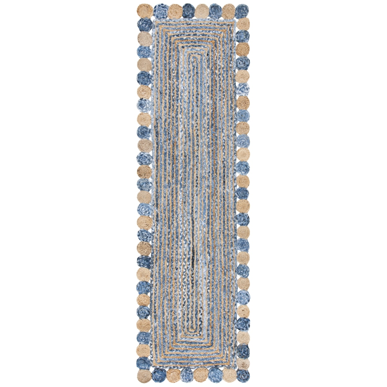 SAFAVIEH Cape Cod Kyle Geometric Area Rug, Blue/Beige, 5' x 7' Oval