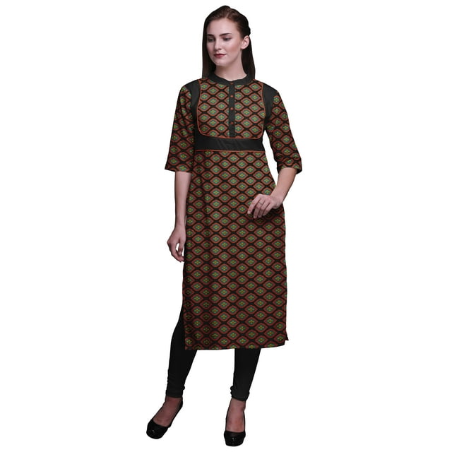 Bimba Robes Tuniques Droites pour Femmes en Viscose, Kurti Imprimé Santoon, Tenue d'Été