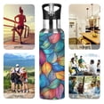 thumbnail image 7 of Yayeee 33oz Insulated Water Bottle Double Wall Stainless Steel with Flip Straw Lid, Vibrant Art Leaves Pattern, 7 of 7
