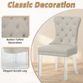 thumbnail image 6 of Westice Dining Chairs Set of 2, Button Tufted Velvet Chairs for Kitchen, Mid-Century Armless Chairs with Rivet Trim Metal Pull Ring Large Back Acrylic Legs, Beige, 6 of 10