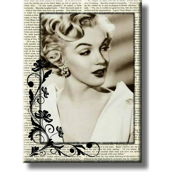 Marilyn Monroe Vintage Newspaper Picture on Stretched Canvas, Wall Art D?cor, Ready to Hang