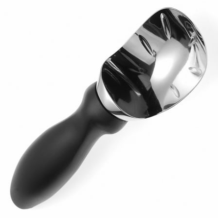 Ice Cream Scoop - Heavy Duty Stainless Steel Icecream Scooper With Non-Slip Rubber Grip - Professional Metal Ice-Cream Spade - Dishwasher Safe  Black