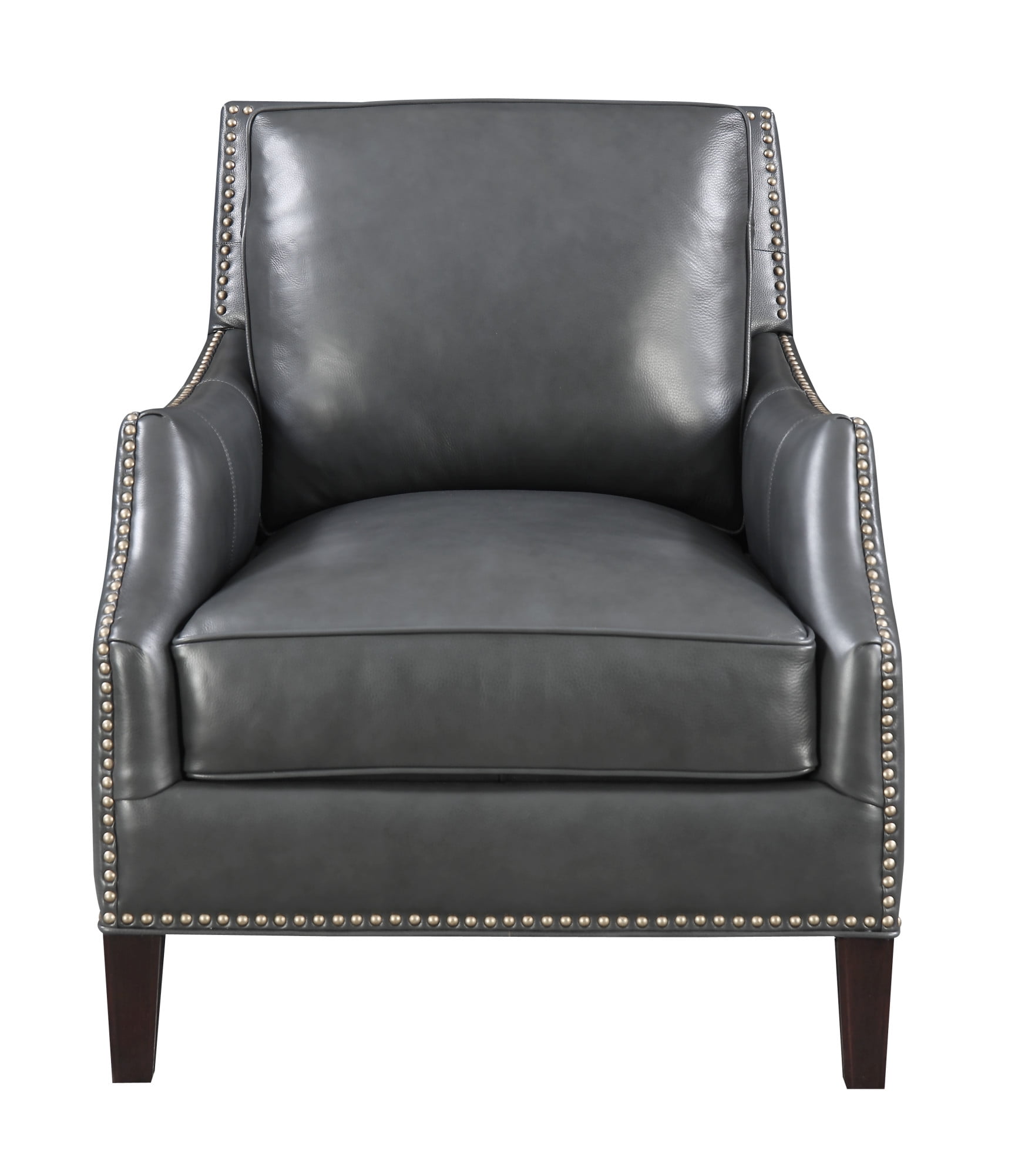 Emerald Home Luigi Charcoal Gray Accent Chair with Leather Upholstery
