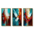 thumbnail image 2 of Designart "Teal Rhythms Abstract Awakening I" Abstract Painting Framed Wall Art Set Of 3 - Red Modern Frame Gallery Wall Set For Home Decor, 2 of 6