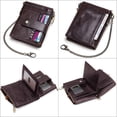 thumbnail image 2 of Cartera de piel auténtica para hombre con bloqueo RFID y cadena, cartera plegable para hombre de piel con 19 tarjeteros y monedero con cremallera, caja de regalo (café), 2 of 5