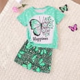 thumbnail image 4 of Tfken Summer Outfit Sets For Girls Short Sleeve Print Crew Neck Tops With Shorts Set Casual Summer Children Soft Outfit Green Size 1-2 Years, 4 of 5