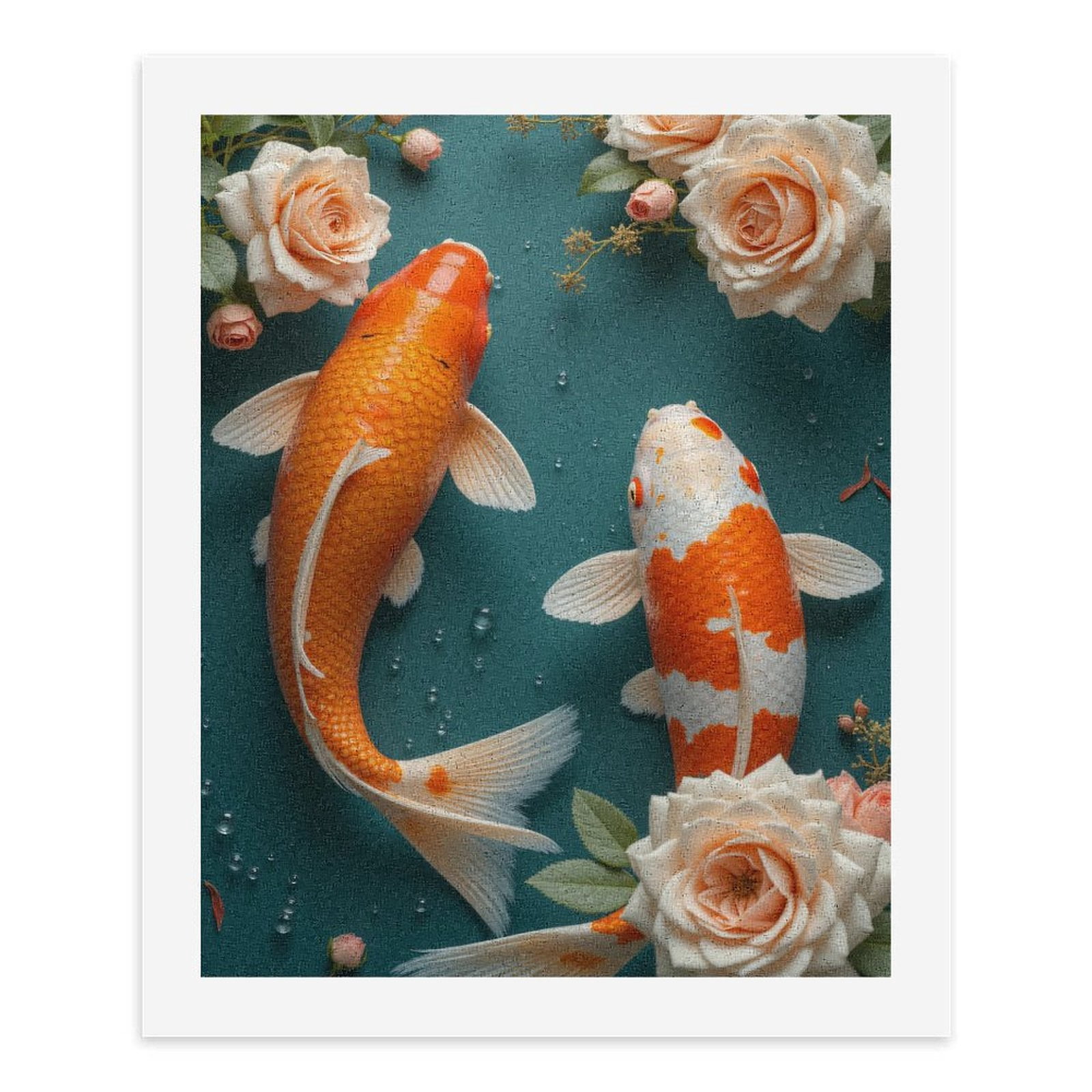 Paint By Numbers Kit for Adults Beginner - DIY Koi Roses Water Droplets Art Design Canvas Painting Kits for Adults, Frameless Paint By Number for Adults for Home Wall Decor 16x20 Inch