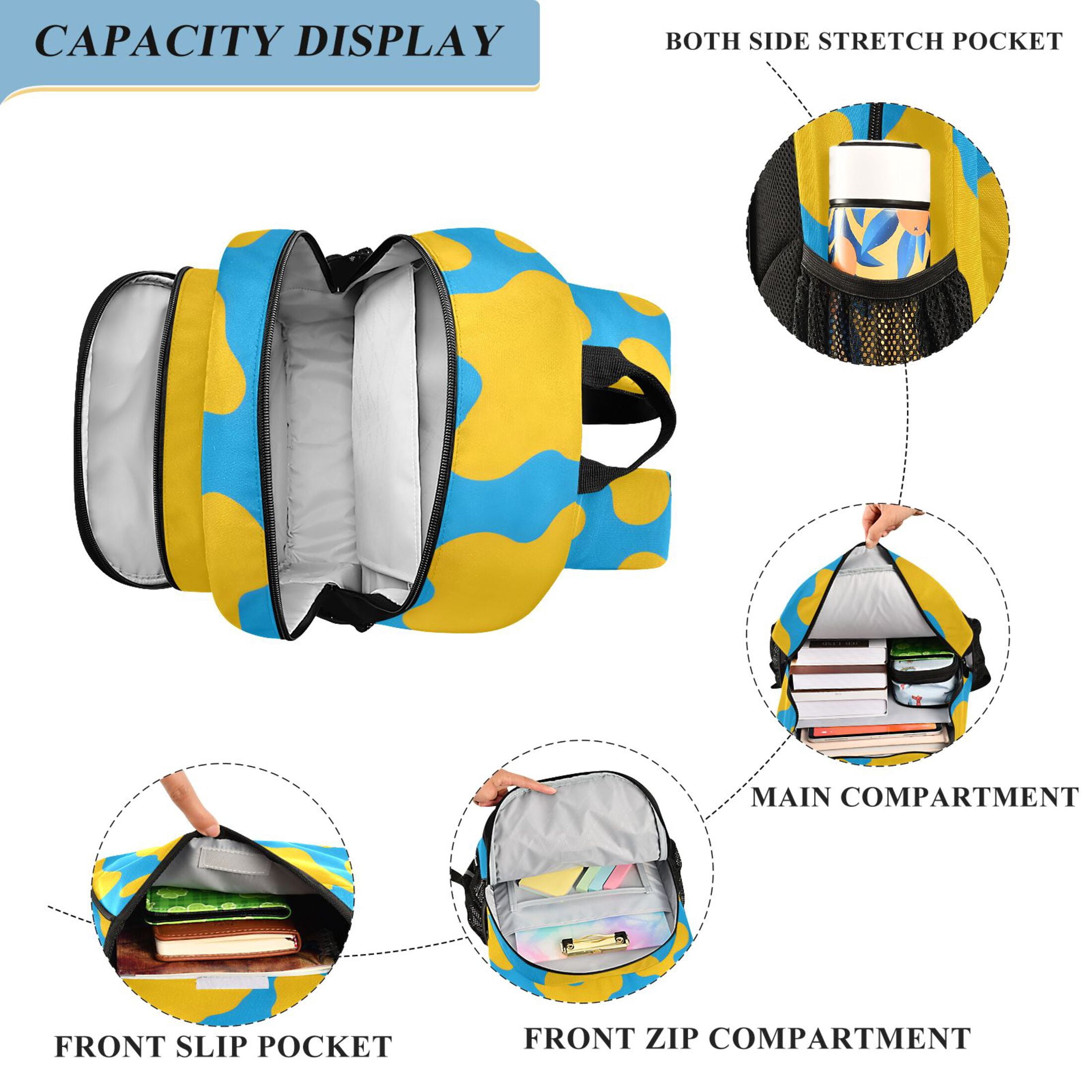 ALAZA Cow Print Laptop Backpack Purse Travel Bag Casual School Bookbag Rucksack for Women Men