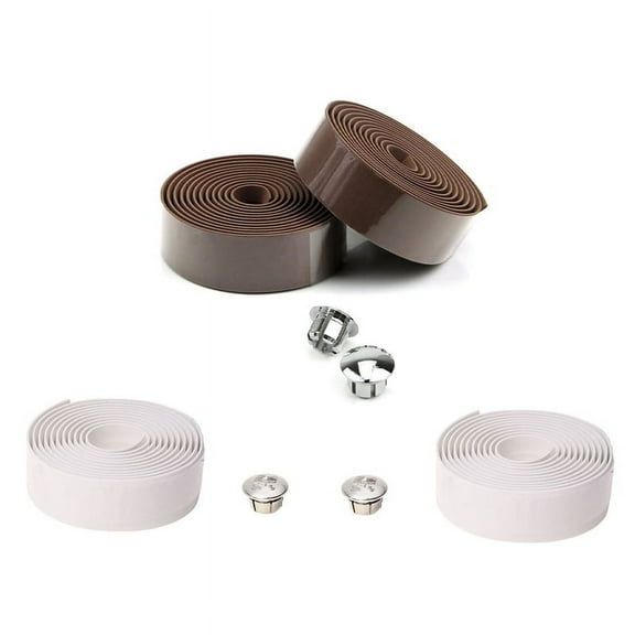 2 Pair Road Bike Bicycle Cork Handlebar Bar Grip Wrap Tape   4 Bar Plugs, White & Coffee