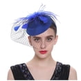 thumbnail image 2 of Fascinators Hats 20s 50s Hat Pillbox Hat Cocktail Tea Party Headwear with Veil for Girls and Women Blue, 2 of 4