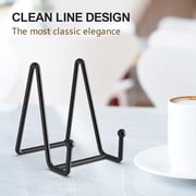 Minorsun Plate Stands for Display 4.5 6 Pack, Book Holder Versatile Metal Tabletop Easels for Pictures Photos Cookbooks Tablets Ceramic Home Decor, Black