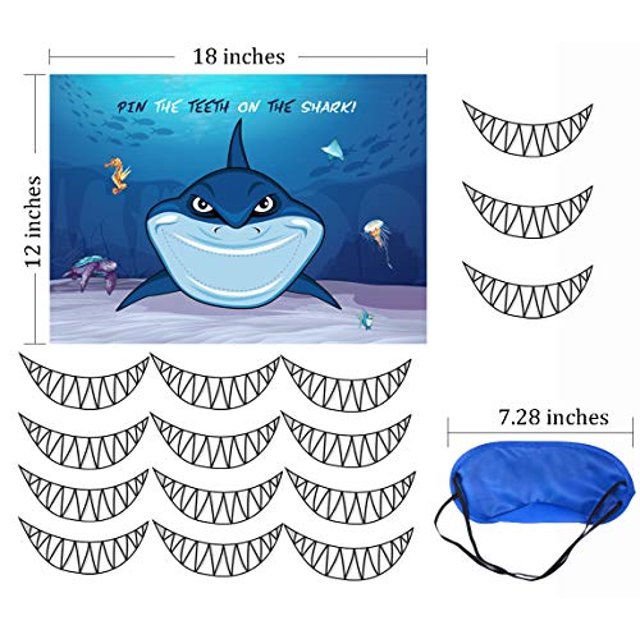 CocoHut Shark Party Supplies, Pin The Teeth on The Shark, Shark Party Games, 15 dientes pa CocoHut CocoHut